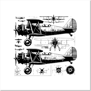 plane blueprint Posters and Art